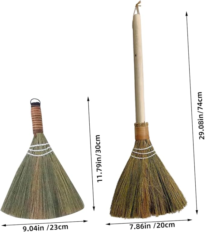 GLEAVI 2pcs Hand Woven Broom Whisk Broom for Home Office Cleaning Portable Multi Functional Dust Sweeper Natural Material Design for Everyday Use