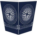 Marye-Kelley- Mariner's Compass Blueprint Waste Paper Wastebasket Decoupage Wood Decorative Wastebasket for Kitchen Bathroom Bedroom Living Room Handmade Made in The USA