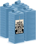 Utopia Towels Cotton Shop Towels 12x14 Inch 100 Pack Soft Absorbent Reusable Cotton Rags Durable and Multipurpose Cleaning Shop Towel for Auto Garage Bar &amp Home Cleaning (Blue)