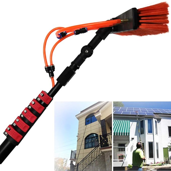 Telescopic Photovoltaic Panel Cleaning Brush Washing Set Equipment Telescopic Extension Cleaning Pole 3.6M - 11M Suitable for Trucks Windows Window Glass Wall24FT/7.2M