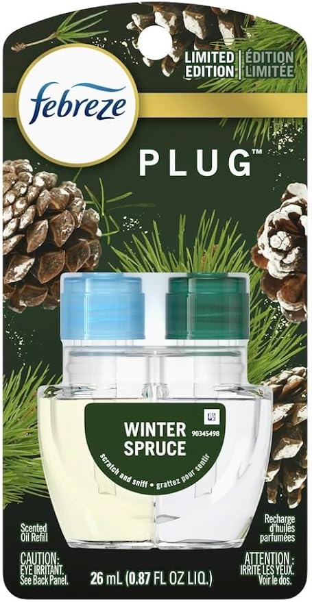 Frebreze Plug Winter Spruce Limited Edition Air Freshener Refill Cool Wintery Woodsy Scent 0.87 FL OZ