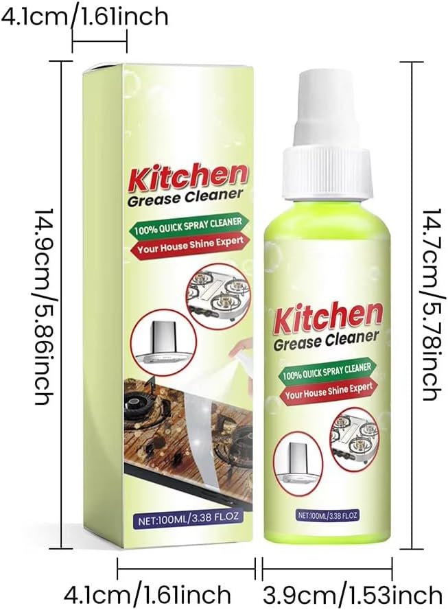 ELEFOCUS 100ml Kitchen Grease CleanerMultipurpose Stubborn Stains Cleaner Lasting Effect Heavy Oil Cleaner For Kitchen Stove Utensils Stubborn Grease Stains Powerful Cleaning (2Pcs)