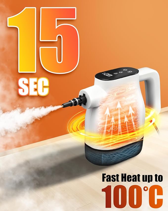 Saker EverSteam Instant-Heat Steam Cleaner for Home15s Heat-up Handheld Steam Cleaner Lightweight Portable Continuous Refill Steamer for Deep Cleaning of Floor Car and Kitchen