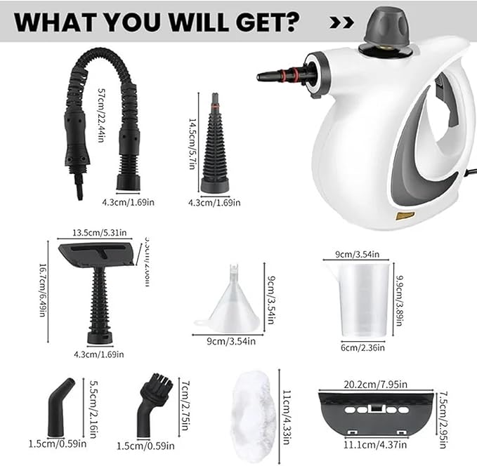 Steam Disinfectant Steam Cleaner 2026 Upgrade Hand Held Steam Cleaner for Home Cleaning Car Interior Kitchen FurnitureCarpet Tile|Multiple Nozzles (1Set+1 Fiber Cloth)