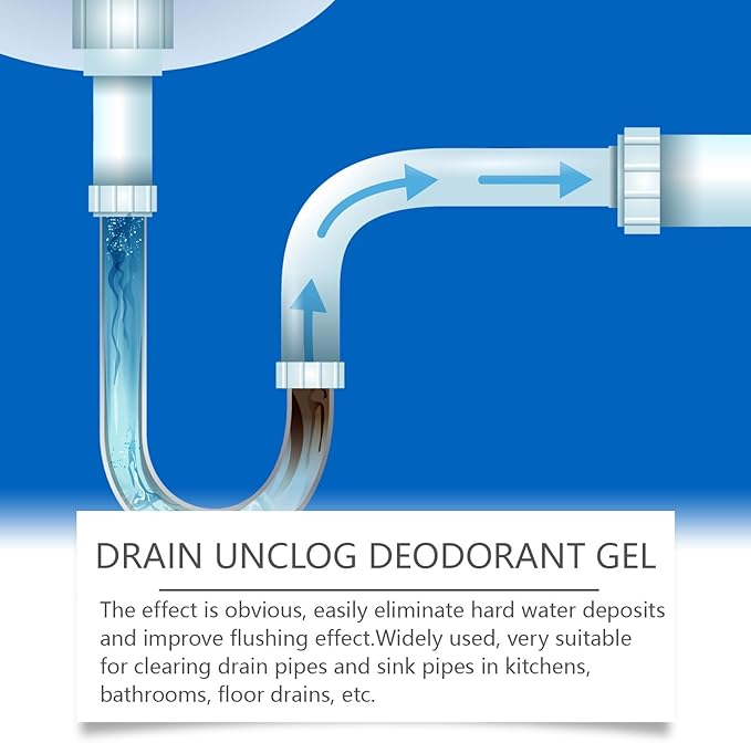 Drain Cleaner Gel - Unclog &amp Deodorize Kitchen Bathroom &amp Toilet Pipes - Dissolves Blockages Fast &amp Restores Smooth Drainage(2PCS)