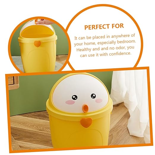 VALICLUD Cute Chick Style Small Trash Can with Lid Compact Garbage Bin for Bedroom Office Nursery Odor-Resistant Wastebasket for Tidy Home and Desk Storage