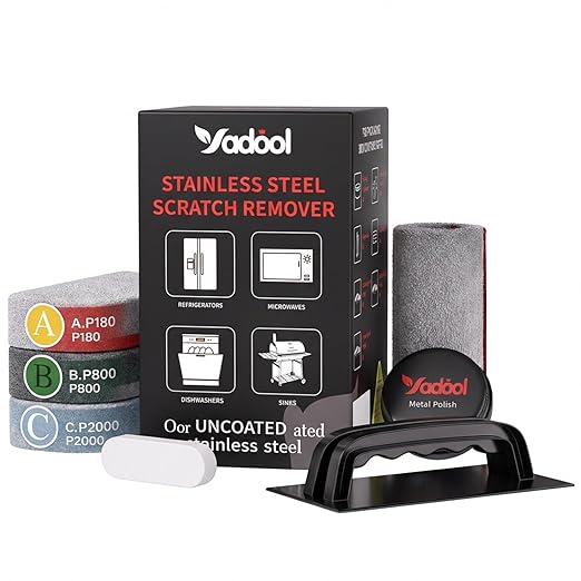 Stainless Steel Scratch Remover Kit for Refrigerator Scratch Repair &amp Polish Only for Non-Coated Fridge Surfaces Reduces Scratches &amp Scuffs Restores Brushed Finish