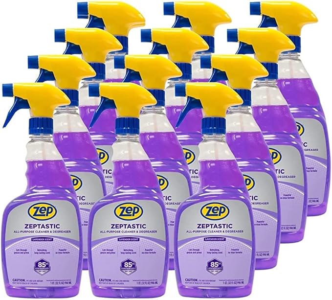 Zep Zeptastic All-Purpose Cleaner and Degreaser - 32 oz (Case of 12) 325712 - Refreshing Lavender Fragrance Cuts Through Grease and Grime Powerful No Rinse Formula