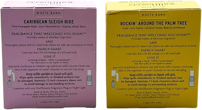 Bath &amp Body Works Wallflowers Refills Christmas Scents 4-Bulb Bundle – Holiday Tropical &amp Coastal Collection 2-Pack Gift Set with a Blue Bow (Caribbean Sleigh Ride + Rockin’ Around The Palm Tr