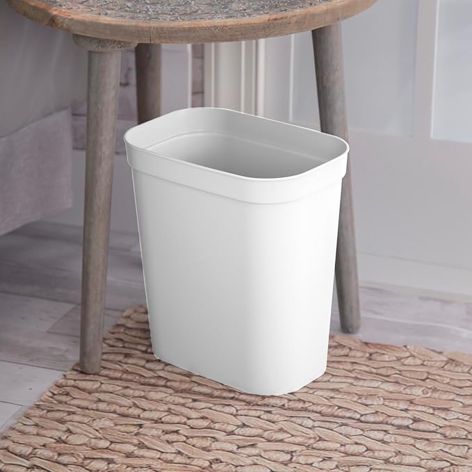 Sterilite 2.5 Gallon Vanity Wastebasket Small Open Top Trash Can for the Bathroom Bedroom Dorm Room or Office White 6-Pack