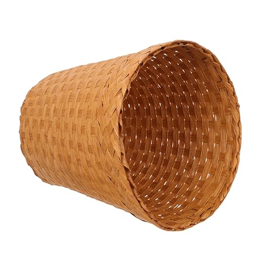 DECHOUS Grass Woven Storage Basket Stylish Non-Covered Wastebasket for Home and Office Multi-Purpose Organizer Paper Container for Living Room and Bedroom