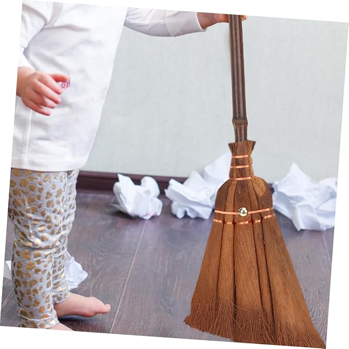 2pcs Mini Hand Broom Set Natural Straw Broom for Boys and Girls Small Dustpan Indoor Outdoor Use