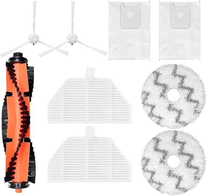 BeNtli Smart Vacuum Cleaner Spare PartsMain BrushHepa FilterDust BagSide BrushMop ClothCompatible for Roidmi Eva (Color : As Shown-19)