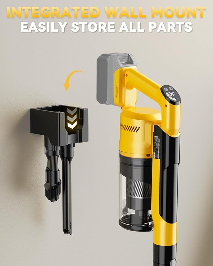 350W Cordless Vacuum Cleaner for Dewalt 20v Battery 35kPa Brushless Lightweight Stick Vacuum with 3 Mode Suction 6 in 1 Stick Vacuum Cleaner with HEPA for Floor Carpet Car (Battery Not Included)