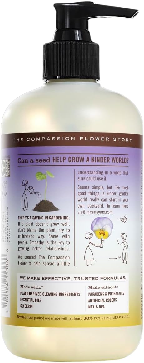 Mrs. MEYER'S CLEAN DAY Compassion Flower 4 Pack Variety Liquid Hand Soap 12.5 OZ Liquid Dish Soap 16 OZ Multi-Surface Everyday Cleaner 16 OZ Room Freshener 8 OZ 1 CT