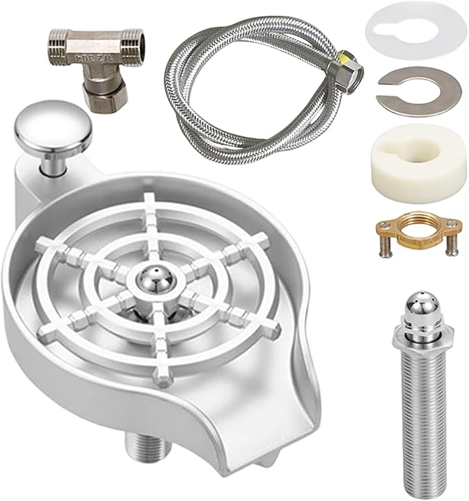 Cup Rinser For Kitchen Sink | High Pressure Stainless Steel Kitchen AccessoriesSink Cup Rinser Attachment - for Hospitality Restaurant and Home Kitchens
