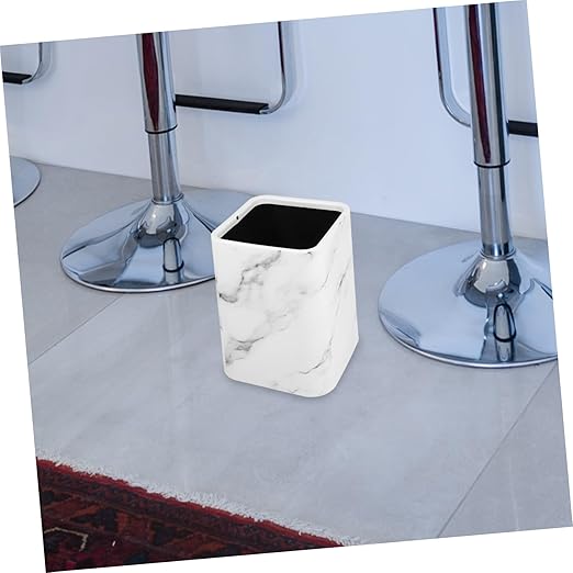 Amosfun Double Layer Marble Wastebasket for Home Kitchen and Office Modern Trash Can No Lid Stylish Trash Bin for Bathroom and Bedroom Decor