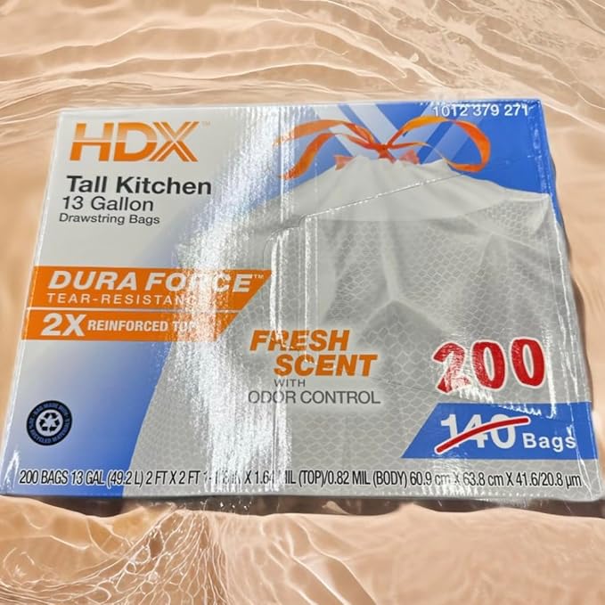 Tail kitchent 13 gallon Drawstring Bags fresh scent 1 Pack -200 count
