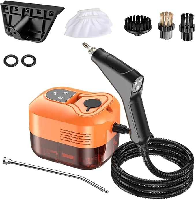 Steam Cleaner for Home &amp Car Detailing 2500W Handheld High Pressure Steamer for Cleaning Portable Car Steamer for Home Kitchen Tile Floor Couch CleaningOrange