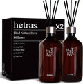 hetras Premium Reed Diffuser Set 16.9 fl.oz. 2 Pack | Hotel Wood - Woody &amp Musk Scent | Luxury Home Fragrance with 10 Reed Sticks | Shelf Decor for Home &amp Office | Gift for Loved Ones
