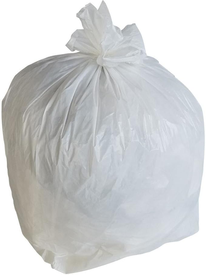 PlasticMill Heavy Duty Trash Bags - White Garbage Bags - Plastic Trash Bags - Kitchen Bathroom Office Garbage Bags Trash Can Liners - 12-16 Gallon 1 Mil 24x31 (250-Count)