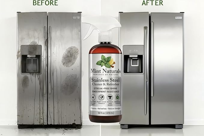Natural Stainless Steel Cleaner &amp Polisher – Plant Based Formula That Helps Clean Restore Shine &amp Resist Fingerprints on Fridges Dishwashers Grills &amp Sinks 16 oz – Made in USA