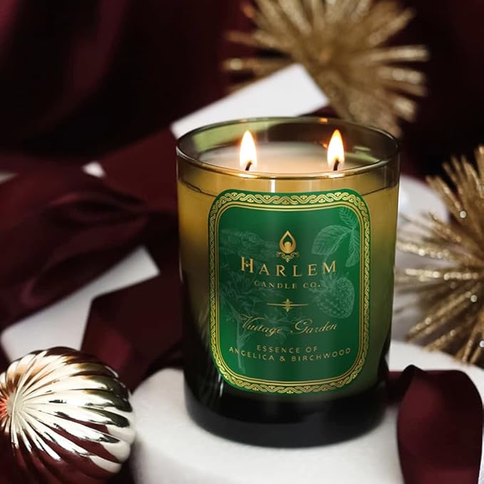HARLEM CANDLE CO. Vintage Garden - Luxury Scented Soy Candle 11 oz - 80-Hour Burn Time | Wild Berry Rose Absinthe Angelica Strawberry Musk Birchwood | Scented Candles for Home