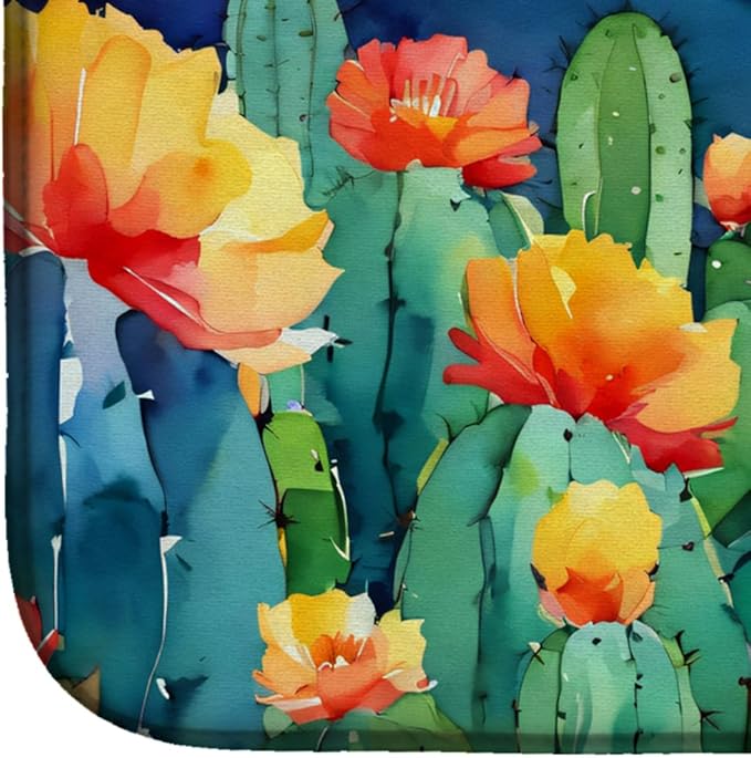 Caroline's Treasures DAC1626DDM Arizona Saguaro Cactus Blossom in Watercolor Dish Drying Mat Absorbent Dish Drying Mat Pad for Kitchen Counter Dish Drainer Mat for Countertop 14 x 21 Multicolor