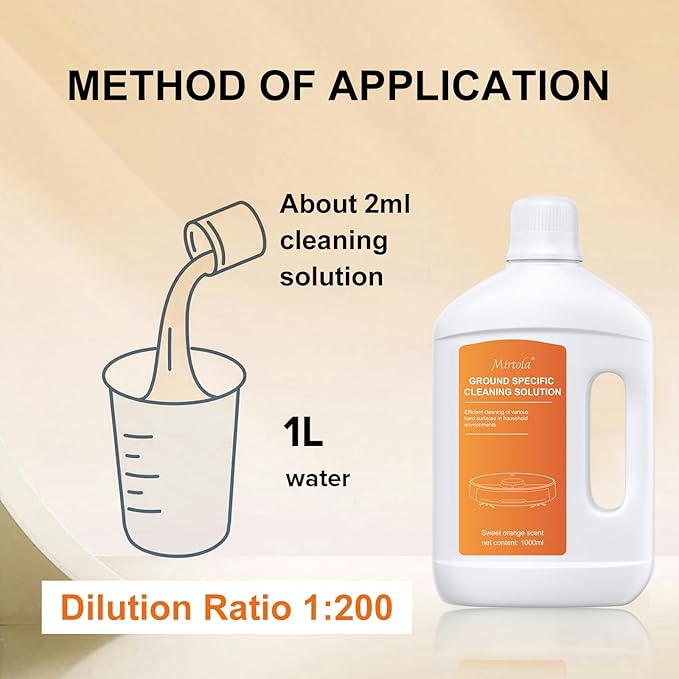 Sweet Orange Scent Floor Cleaning Solution Compatible with Dreame Cleaning Solution Floor Cleaner for Hardwood Tile Hardfloor Compatible Robot Vacuums with Mopping and Wet Dry Vacuum (2 bottles)