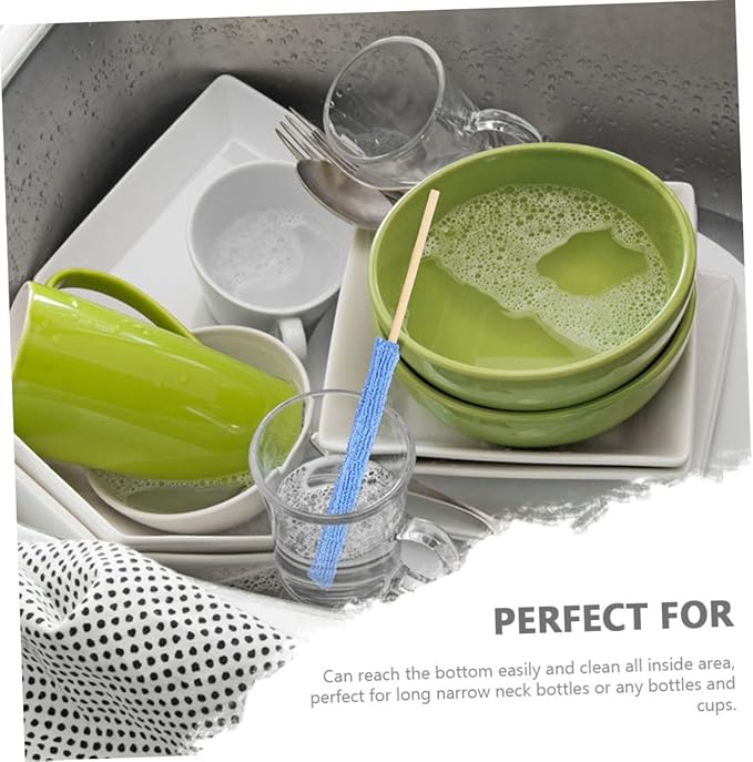 Zerodeko 48pcs Microfiber Glass Cup Cleaning Sticks Soft Sink Cleaner Brush Dish Scrubber