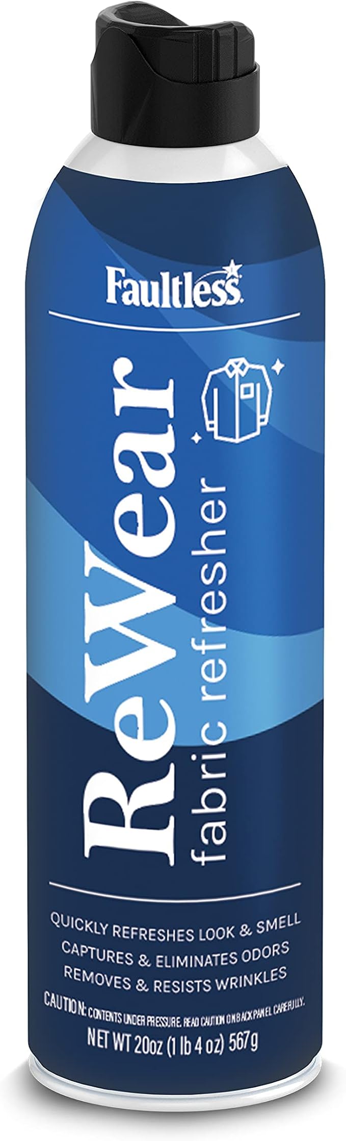 Faultless ReWear Dry Wash Spray for Clothing – Wrinkle Remover Fabric Refresher Spray Captures Odors – Like Dry Shampoo for Clothes: Fresh Look W/Out Laundry 20oz 4Pack