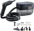 2500W Handheld Steam Cleaner Portable Steam Cleaner 1600ML 3 Gear Adjustable for Cleaning Upholstery Bathroom Grout and Tiles Car Detailing Black