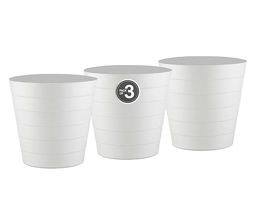 Small Trash Can (2.1 Gallons) Dorm Trash Can Heavy Duty Dust Bin Mini Garbage Can for Bedroom (Pack Of 3) Plastic Wastebasket Bathroom Wastebasket (White) Round paper Trashcan Office Trash bin