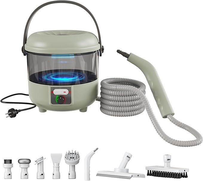 1500W Powerful Handheld Steam Cleaner with 6 Attachments - 45 Mins Runtime 1600mL Tank for Deep Cleaning Upholstery Car Kitchen Tile &amp Grout - Chemical-Free 248°F Steam (110V)