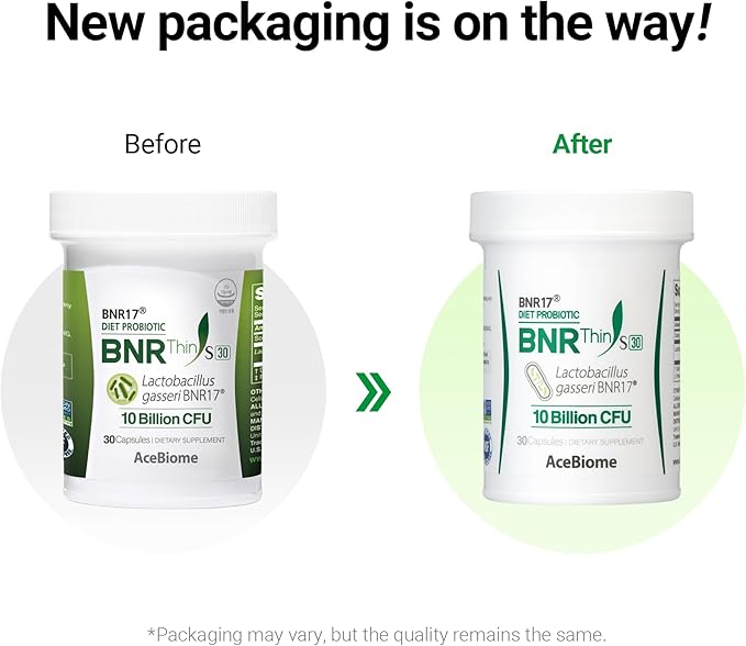 BNRThin S30 Lactobacillus Gasseri BNR17 10 Billion CFU Guaranteed 90 Capsules (90 Serving 3 Packs of 30)