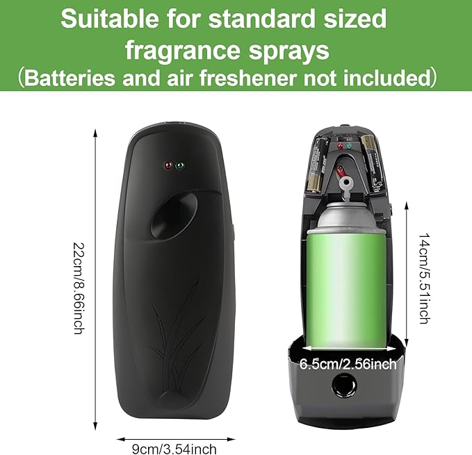 4PCS Automatic Air Freshener Spray Dispenser Wall Mounted or Free Standing Battery Operated Sprayer for Bathroom Multiple Time Scent Mist Release Settings for Room Restroom Sprayer
