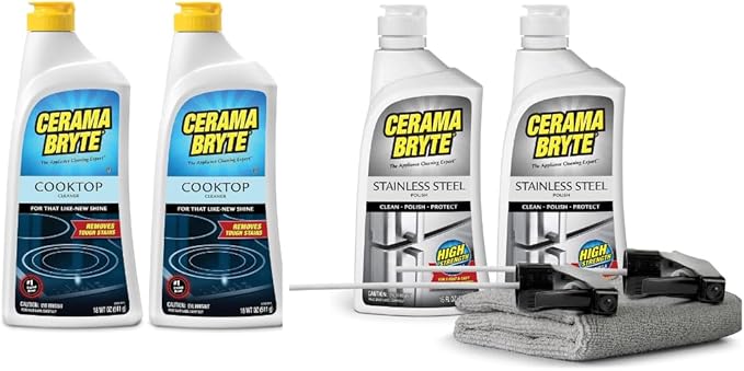 Cerama Bryte Cook Top Cleaner 18 oz 2-Pack &amp 16 oz Stainless Steel 2-Pack