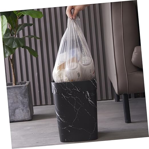 VOSAREA Marbling Wastebasket Lidless Square Trash Can for Bathroom Kitchen Bedroom Non Slip Design Elegant Marble Finish for Home Hotel Use
