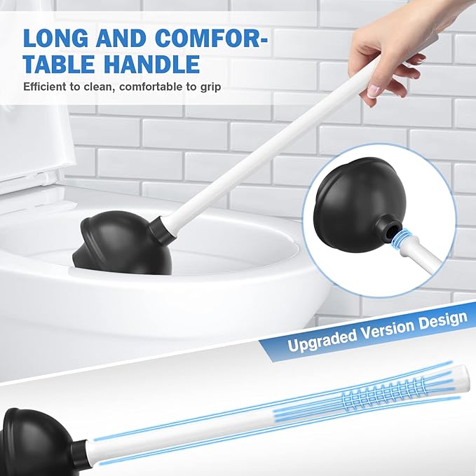 Toilet Plunger and Brush Bowl Brush and Heavy Duty Toilet Plunger Set with Ventilated Holder 2-in-1 Bathroom Cleaning Combo with Modern Caddy Stand for 5.7-inch Toilet Drain(White 2 Set)