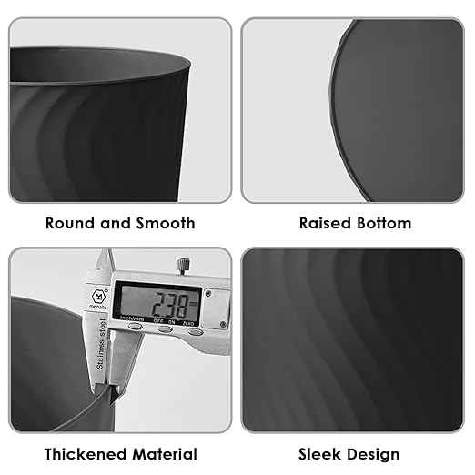 YGJT Small Trash Can 3 Pack 1.8 Gallons Bathroom Trash Can Slim Waste Basket Round Garbage Can Plastic Trash Bin for Kitchen Dorm Bedroom Office Living Room Study Compact Spaces(Black)