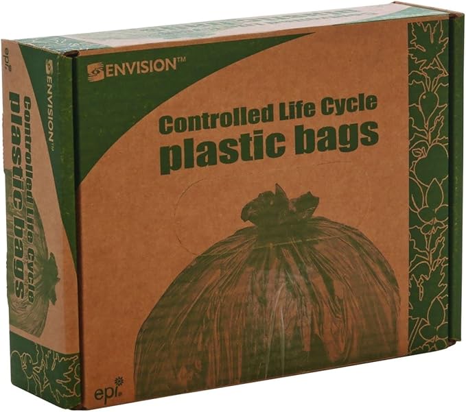 Stout by Envision 13 Gallon 24 x 30 Controlled Life-Cycle Plastic Trash Bags 120 Bags Per Case White Made in America (G2430W70)