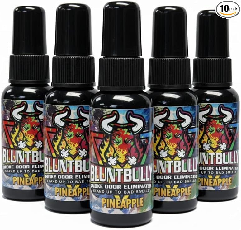 Blunt Bully Smoke Odor Eliminator (Pineapple) (10 Pack) Premium Oil Based Air Freshener Spray. Smoke Odor Eliminator for Home Bathroom Office &amp Car | Neutralizes Smoke Pet &amp Tough Odors