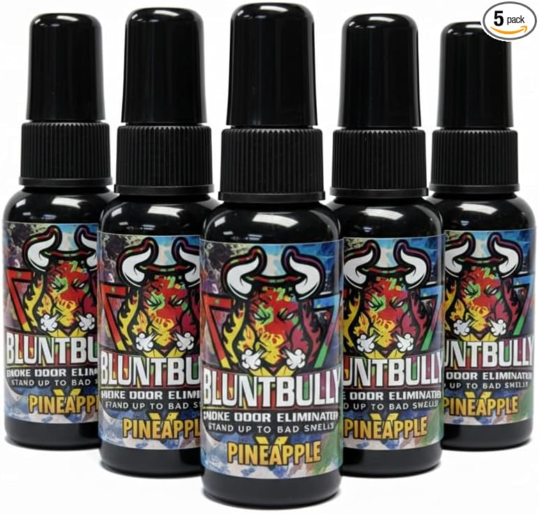 Blunt Bully Smoke Odor Eliminator (Pineapple) (5 Pack) Premium Oil Based Air Freshener Spray. Long-Lasting Smoke Odor Eliminator for Home Bathroom Office &amp Car | Neutralizes Smoke Pet &amp Tou