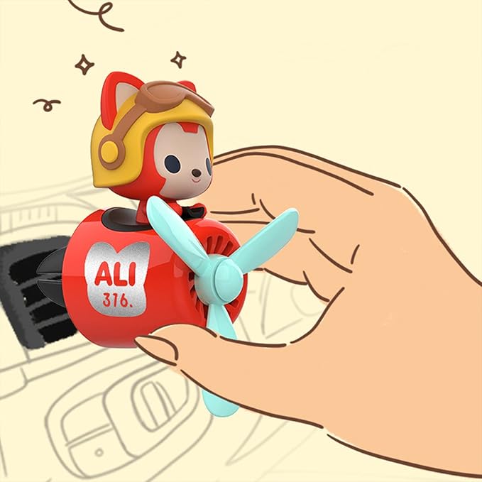 2 Pieces Car Air Fresheners Cute Bear Pilot Car Diffuser Propeller Air Outlet Vent Fresheners Suitable for Automotive Interior Decoration (Duck+Fox)