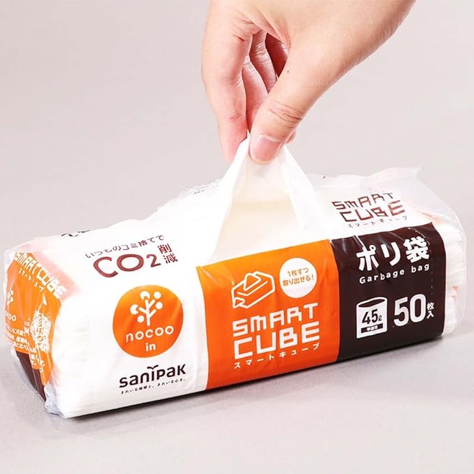 [Amazon.co.jp Limited] Japan Sanipack Smart Cube NOCOO IN Trash Bags 1.5 gal (45 L) Translucent Easy Removing Tissue Type 50 Sheets x 4 Pack 25.6 x 31.5 inches (65 x 80 cm) 0.017 mm) CSC40