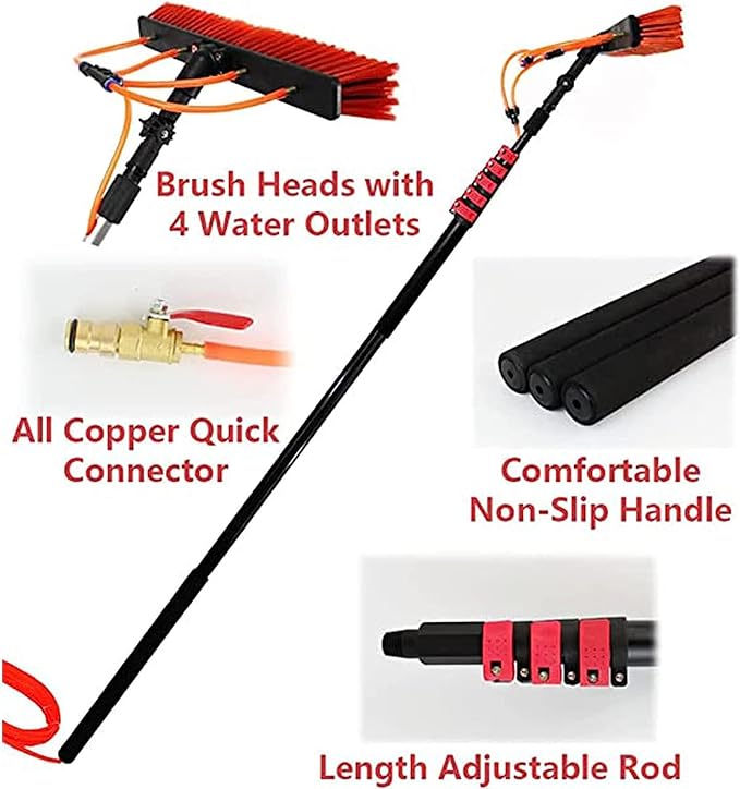 Water Fed Pole Kit Aluminum Outdoor Window Cleaner HoseSolar Panel Cleaning Equipment Cleaning Tool for Window Glass Extendable Cleaner Conservatory5.4m/18FT