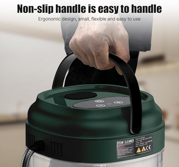 Pressurized Handheld Multi-Surface Steam Cleaner with 3 Brushes and Extended Rod for Home Portable DeepSteamer with 6 Gear Adjustable Digital Touch Screen 1500ml Water Tank for Kitchen