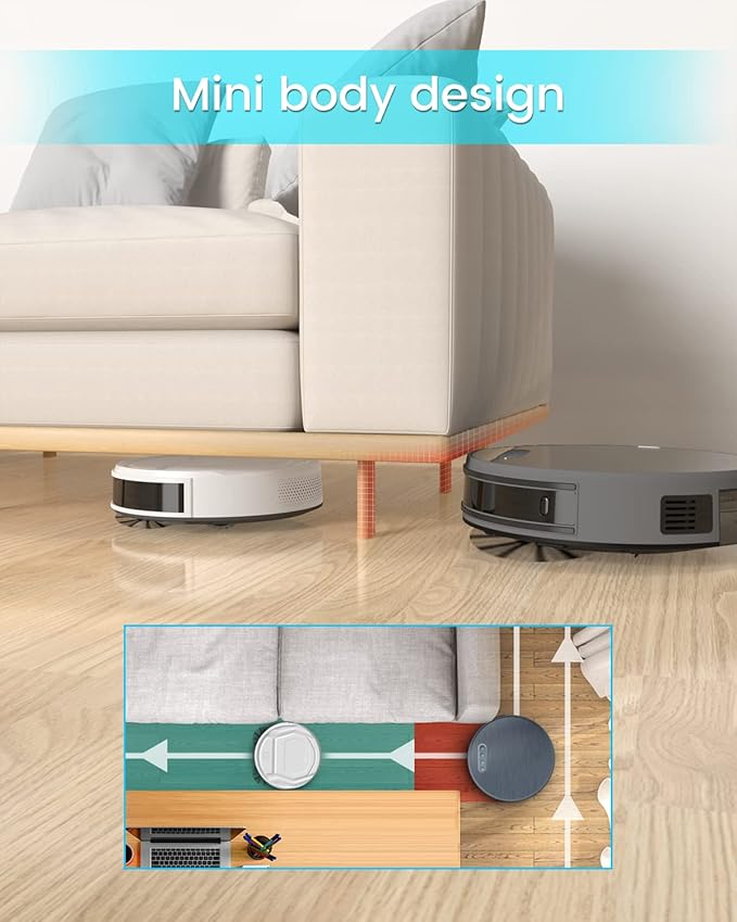 Lefant M210 Pro Robot Vacuum with 2200 Pa Powerful Suction 6 Cleaning Modes 120 Mins Runtime Quiet Self-Charging Voice Control Ideal for Pet Hair and Hard Floor White