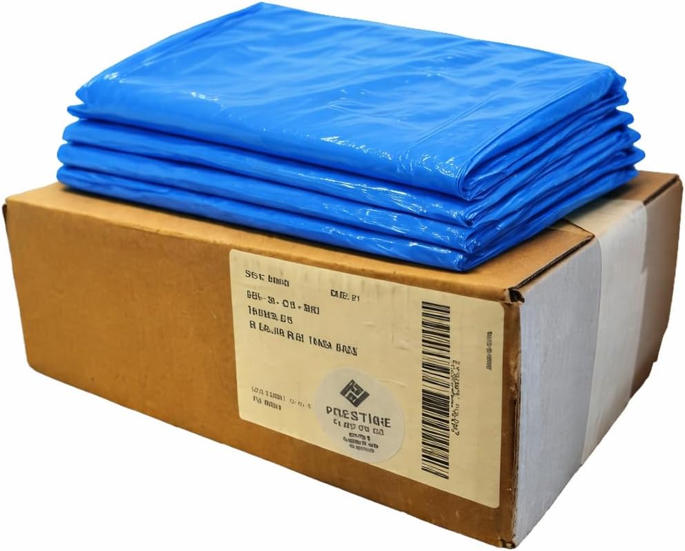 Heavy Duty Extra Wide 50–55 Gallon Blue Trash Bags — Perfect Fit Commercial Can Liners | 1.3 Mil Industrial Strength (42” x 47”) | Fits Rubbermaid Brute Toter &amp Carlisle Bronco | 75 Count