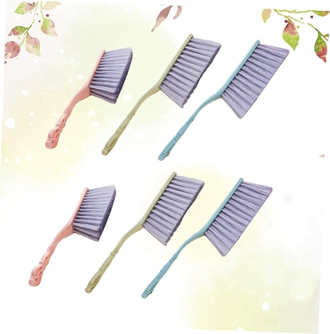 6pcs Hollow Handle Cleaning Brush Set Thickened Dusting and Sofa Cleaning Brushes for Household Bed and Furniture Multi-Color Blue Green Pink Sturdy Dust Remover Tools for Home